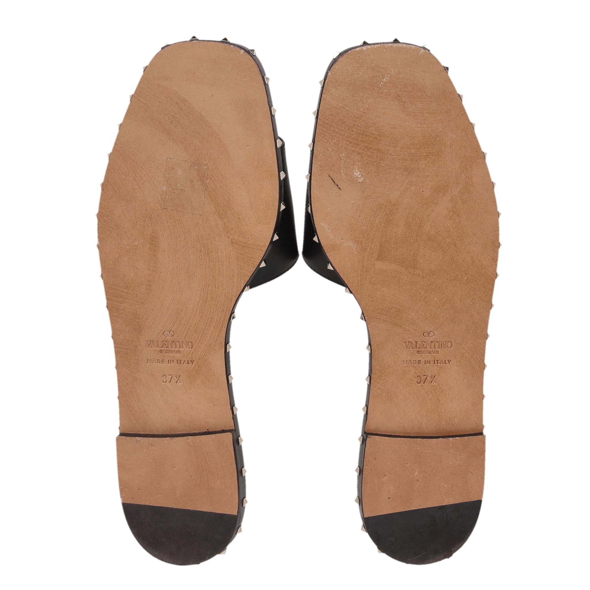 Valentino Rockstud Leather Slide Sandals (Sandales en cuir) en vente 1