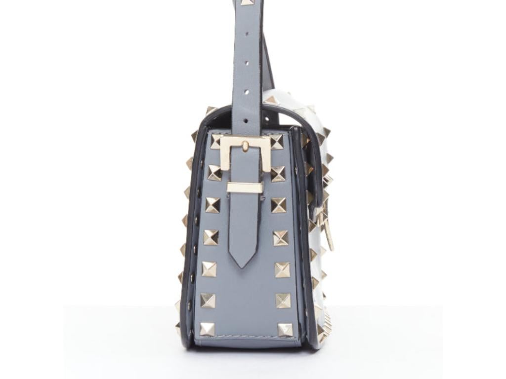 Donna VALENTINO Rockstud light blue silver studs turnlock crossbody shoulder bag in vendita