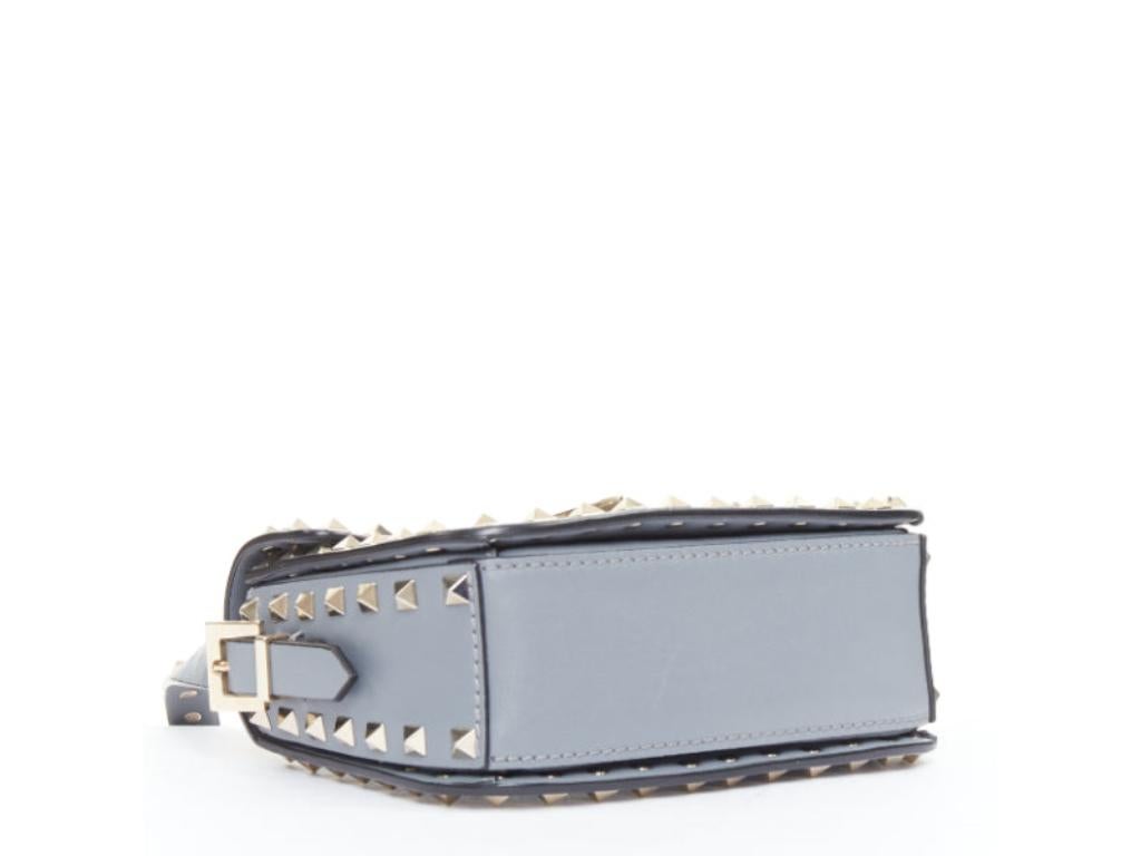 VALENTINO Rockstud light blue silver studs turnlock crossbody shoulder bag in vendita 2