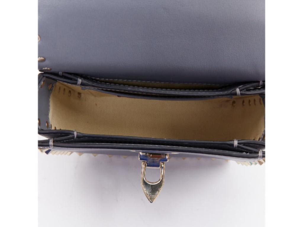 VALENTINO Rockstud light blue silver studs turnlock crossbody shoulder bag in vendita 5