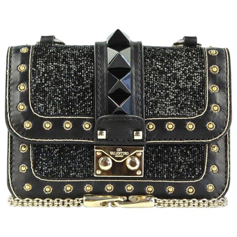 Valentino Rockstud Lock Mini Bead Embellished Leather Shoulder Bag at  1stDibs