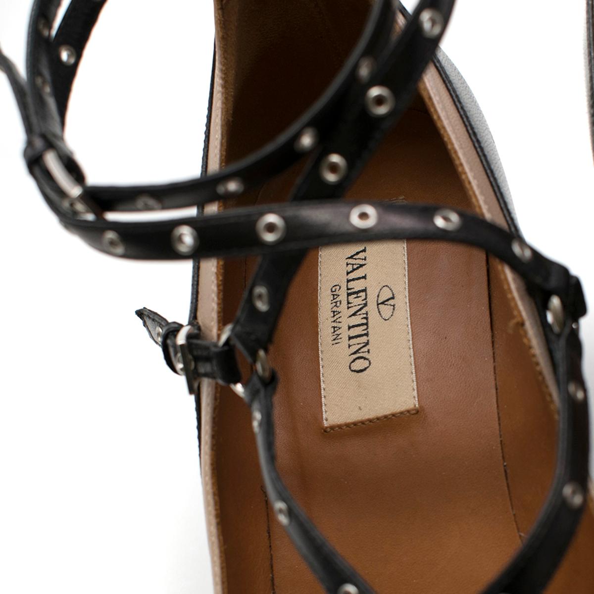 Black Valentino Rockstud Love Latch Kitten Heel Sandals US 8