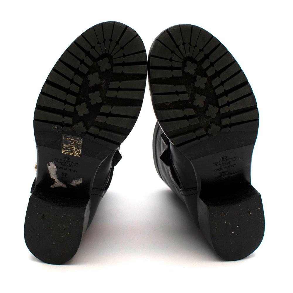 Valentino Rockstud Military Black Ankle Boots 37 3