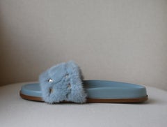 Valentino Rockstud Mink-Fur Slides