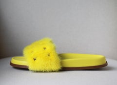 Valentino Rockstud Mink-Fur Slides