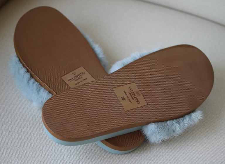 Valentino Rockstud Mink-Fur Slides at 1stDibs  valentino fur slides,  valentino mink sandals, valentino fur sandals
