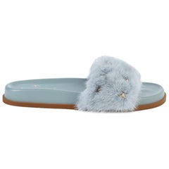 Valentino Rockstud Mink-Fur Slides