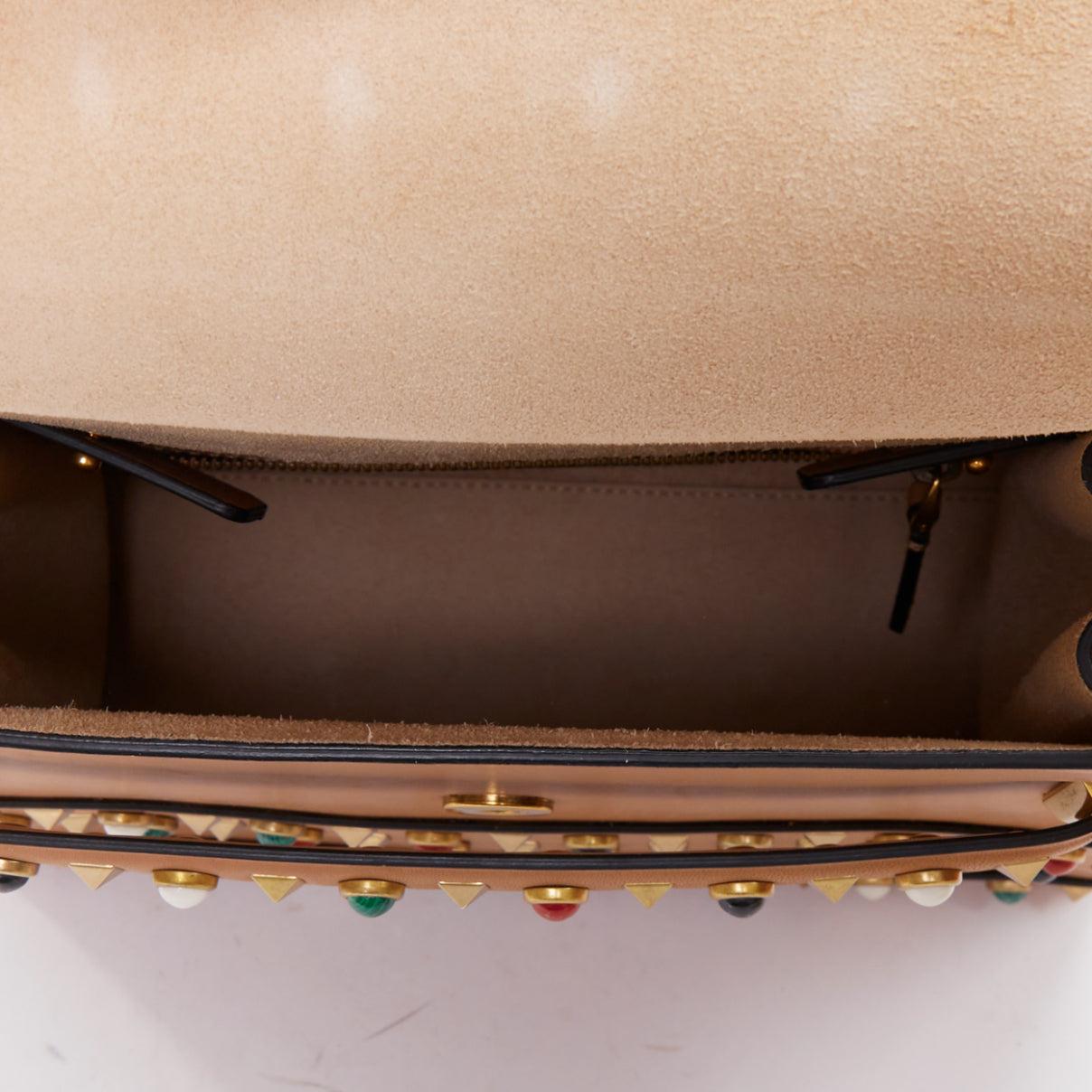 VALENTINO Rockstud Native Couture calfskin multi stone crossbody satchenl bag For Sale 5
