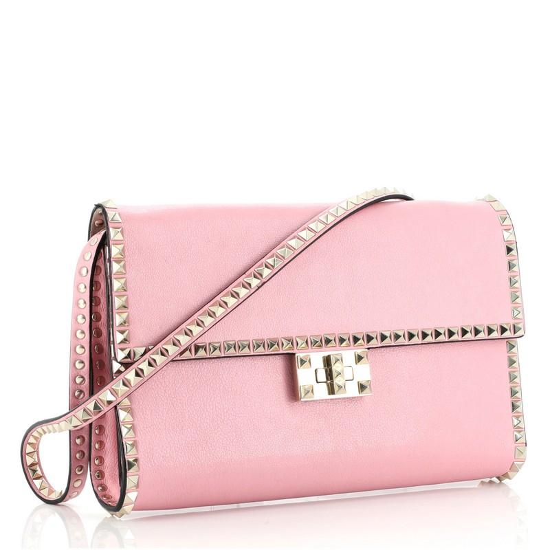 Pink Valentino Rockstud No Limit Flap Bag Leather Small