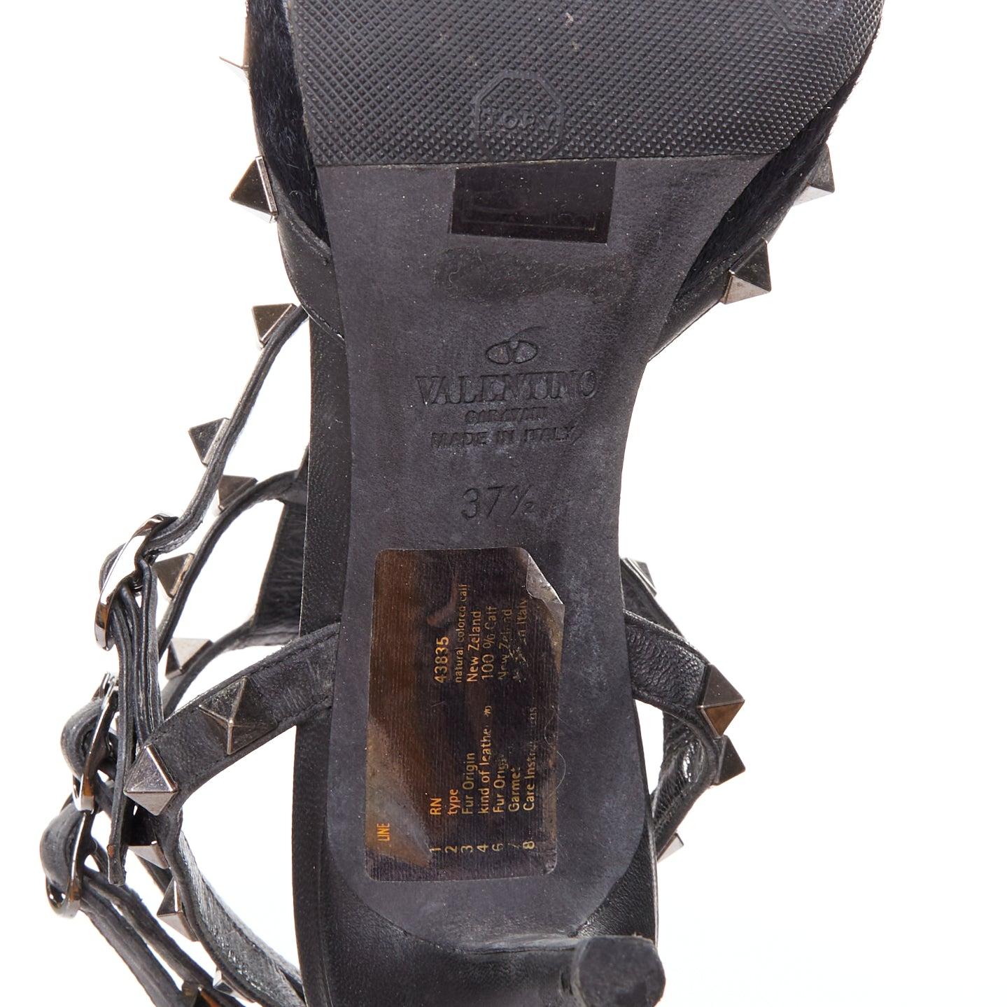 Valentino Rockstud Noir nero crine argento borchie a punta gabbia sandali EU37.5 in vendita 5