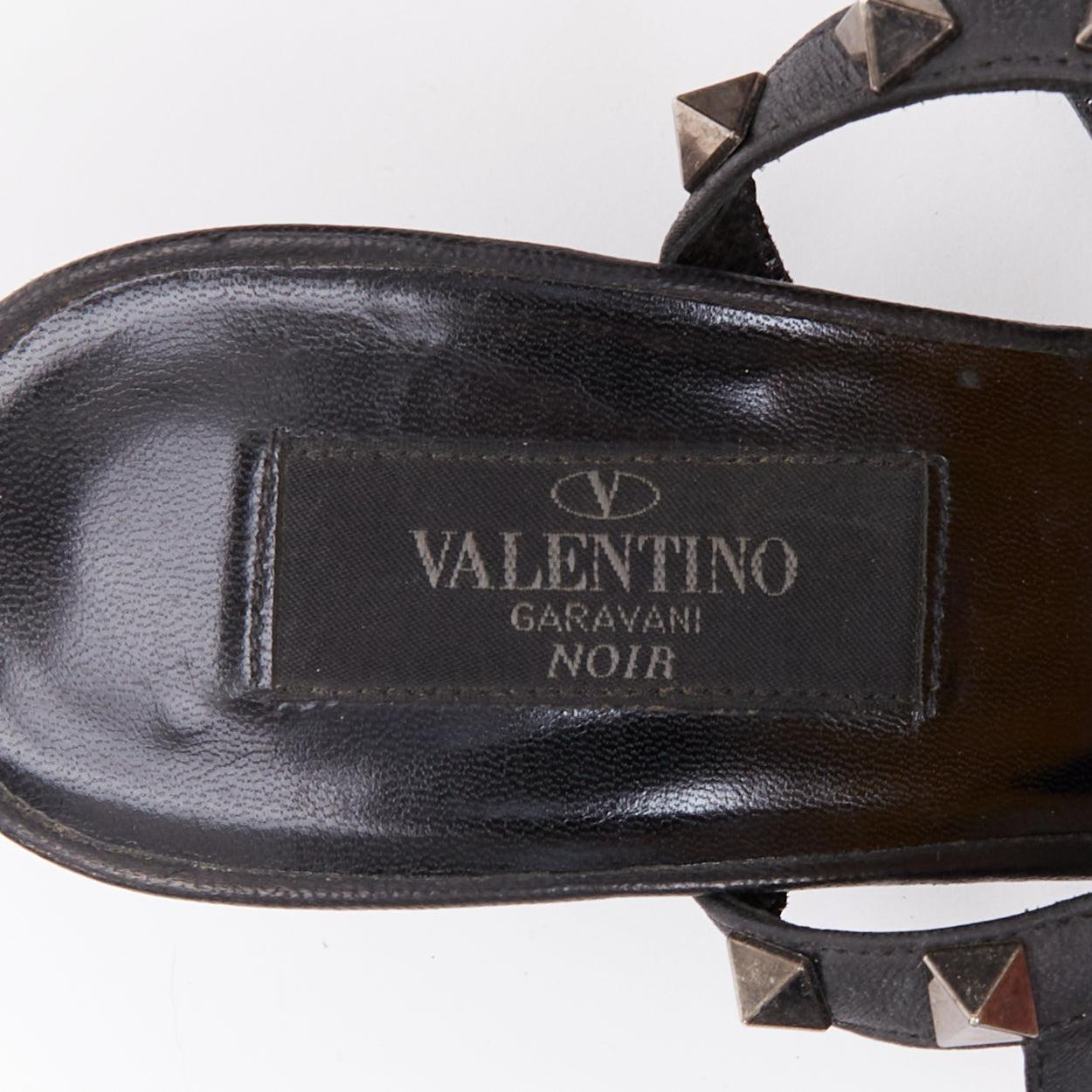 Valentino Rockstud Noir nero crine argento borchie a punta gabbia sandali EU37.5 in vendita 4