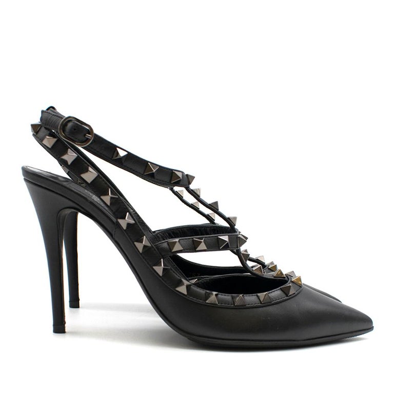 Valentino Rockstud Noir Slingback Pumps 38.5 at 1stdibs
