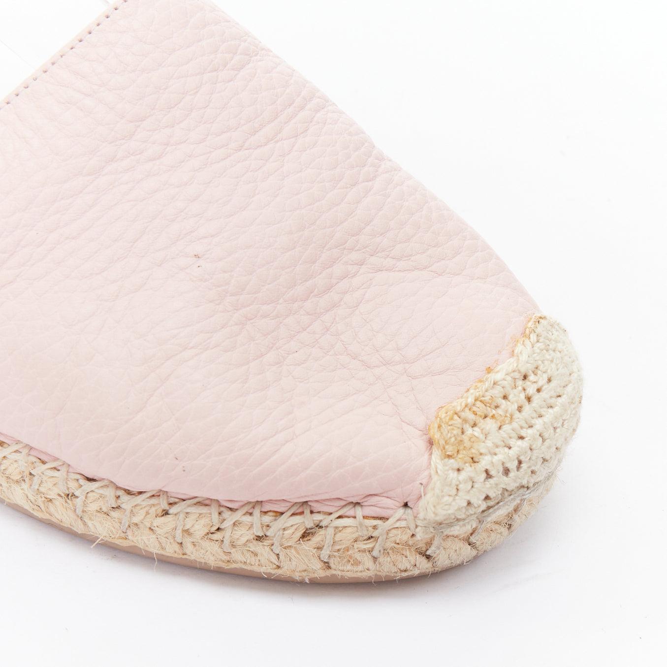VALENTINO Rockstud pink leather gold studs espadrille sandals EU37 For Sale 3