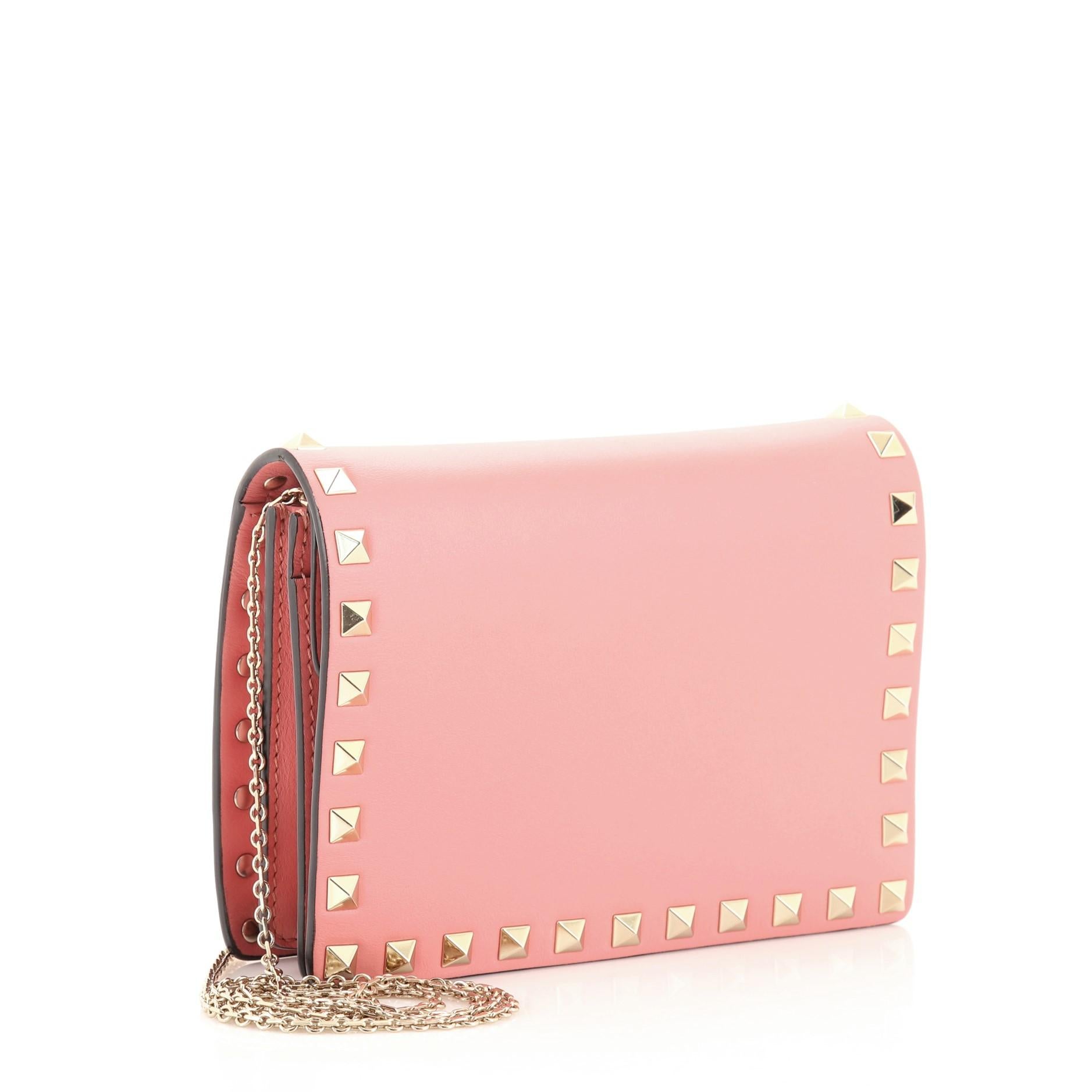 Pink Valentino Rockstud Pouch Crossbody Bag Leather Mini