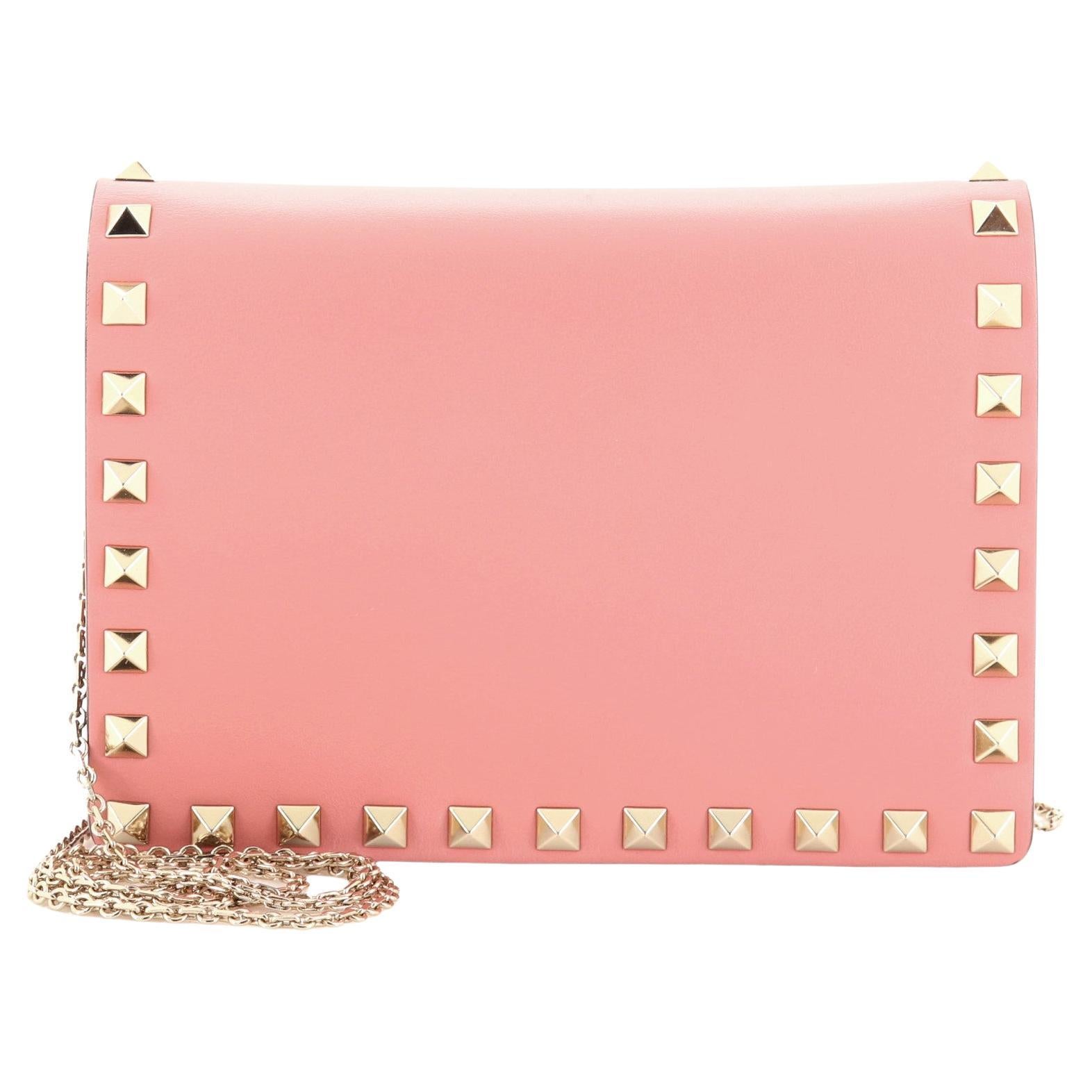 Valentino Women's Cross Body Bag Glam Rock Pink Leather For Sale at