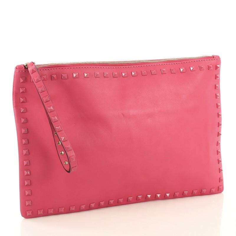 Pink Valentino Rockstud Pouch Leather Large