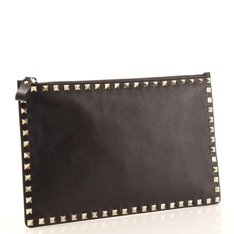 Black Valentino Rockstud Pouch Leather Large