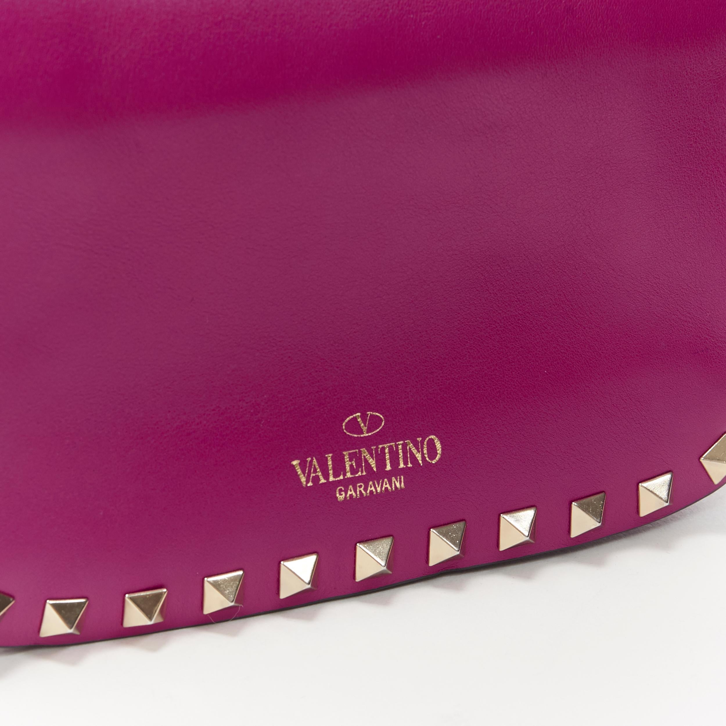 VALENTINO Rockstud purple gold stud leather flap clash small shoulder bag 2