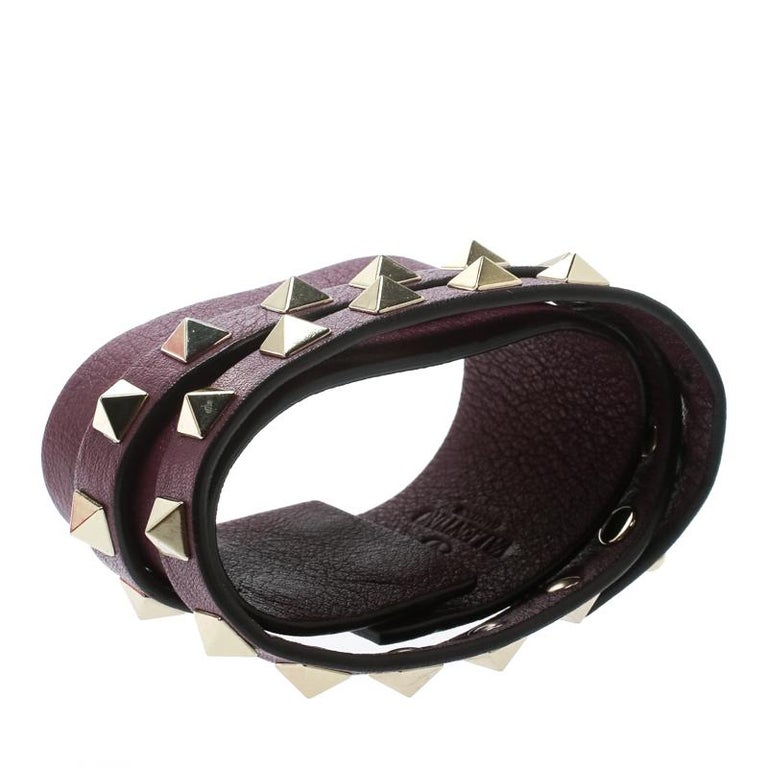 Valentino Rockstud Leather Double Wrap Bracelet