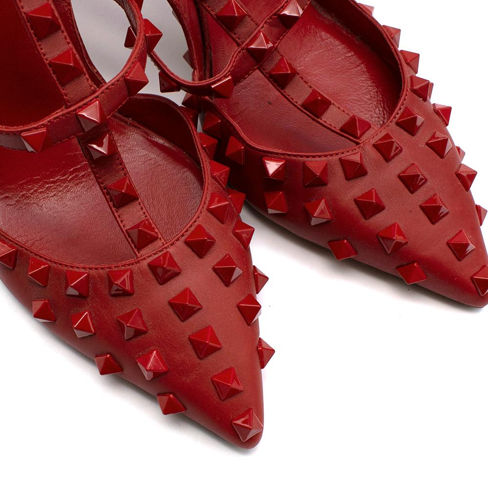Valentino Rockstud Rot Leder Slingback Sandalen 39 5