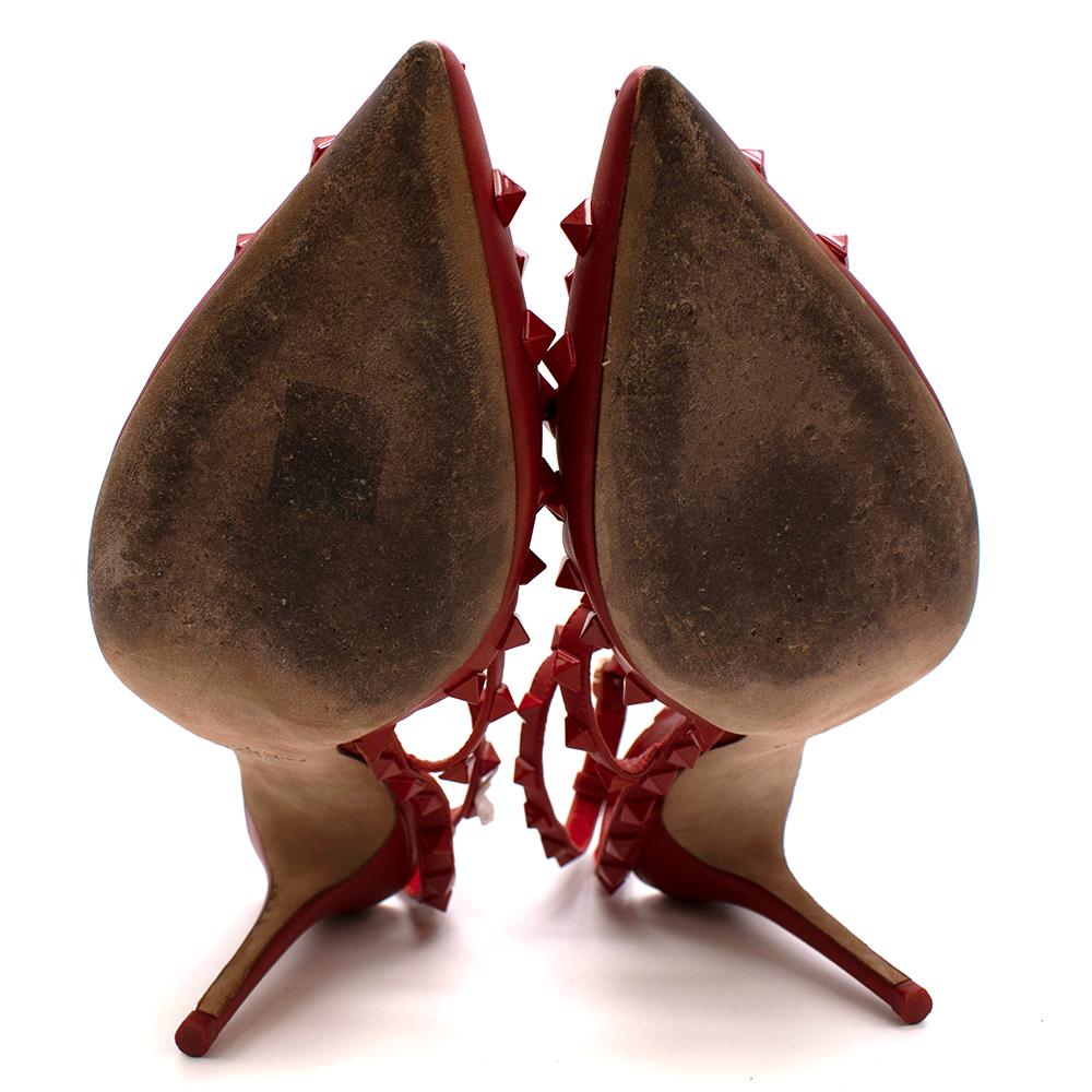 Valentino Rockstud Rot Leder Slingback Sandalen 39 1
