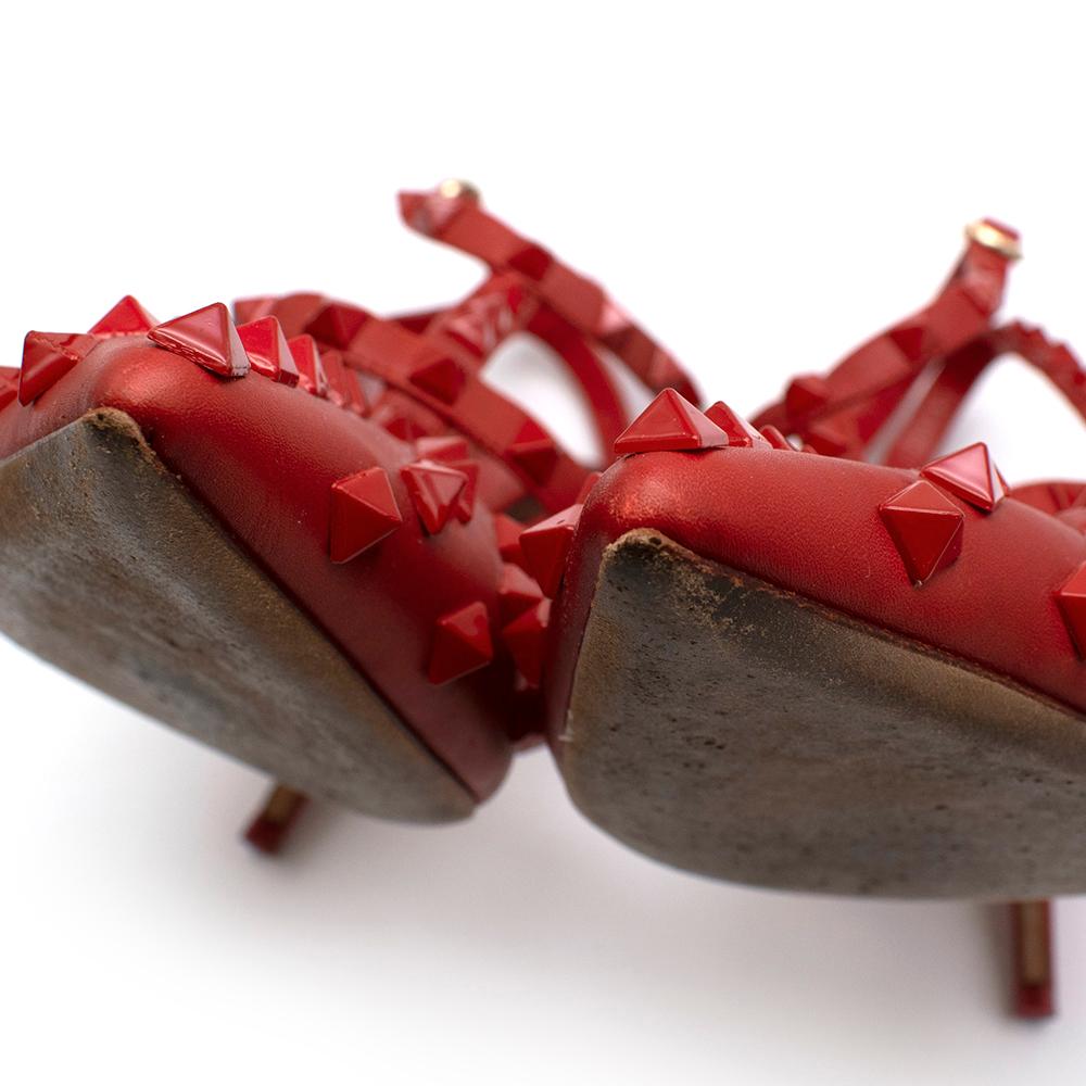 Valentino Rockstud Rot Leder Slingback Sandalen 39 2