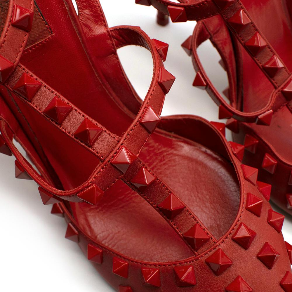 Valentino Rockstud Rot Leder Slingback Sandalen 39 3