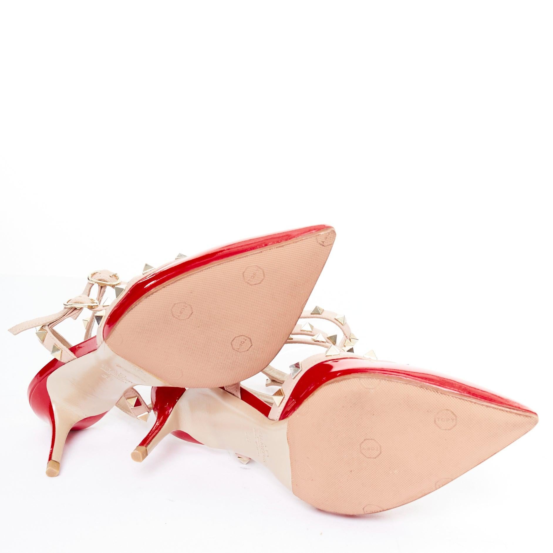 VALENTINO Rockstud rot Lack Käfig nackt Leder Riemchenabsätze EU38 im Angebot 7
