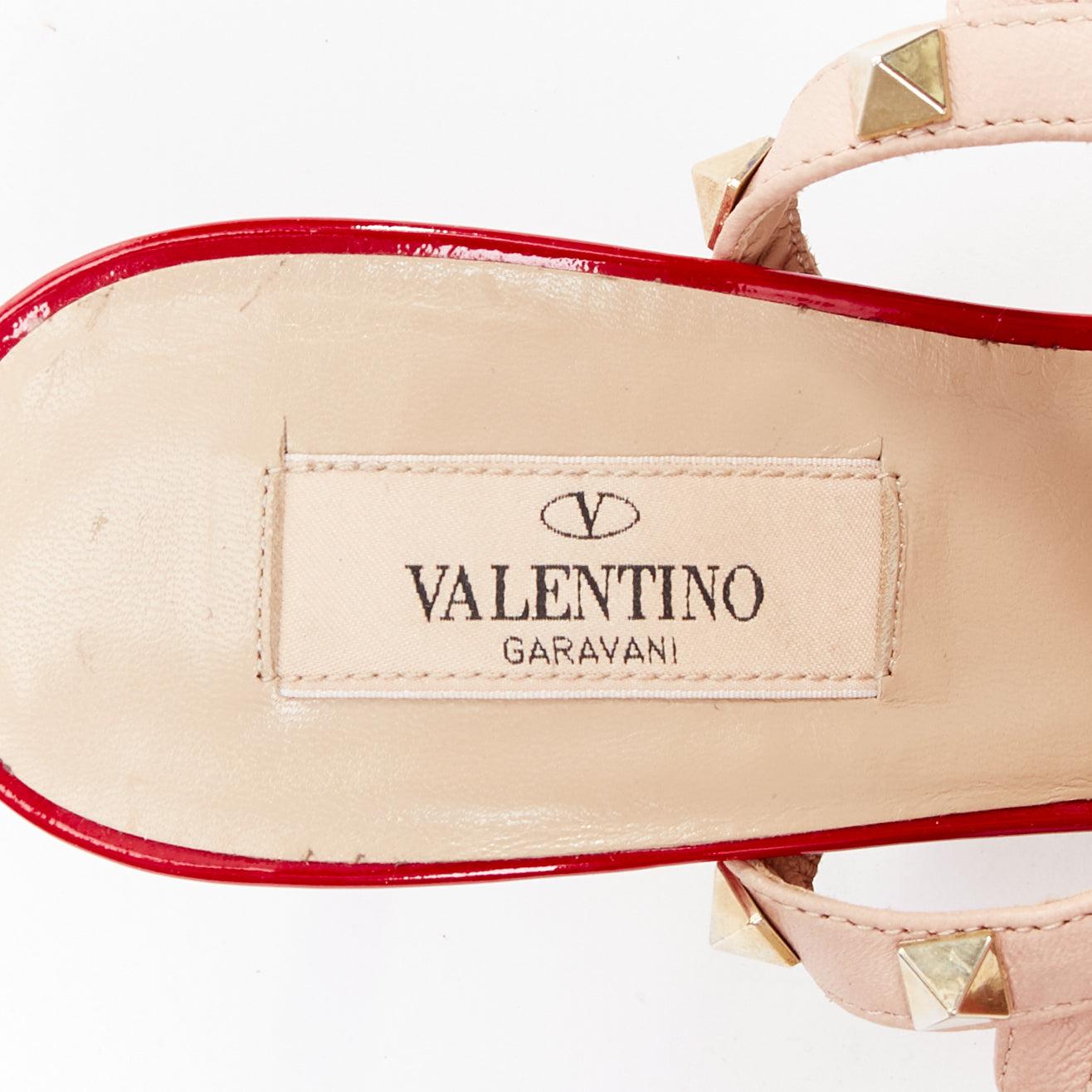 VALENTINO Rockstud rot Lack Käfig nackt Leder Riemchenabsätze EU38 im Angebot 5