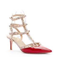 VALENTINO Rockstud escarpins en cuir verni rouge avec clous dorés EU38