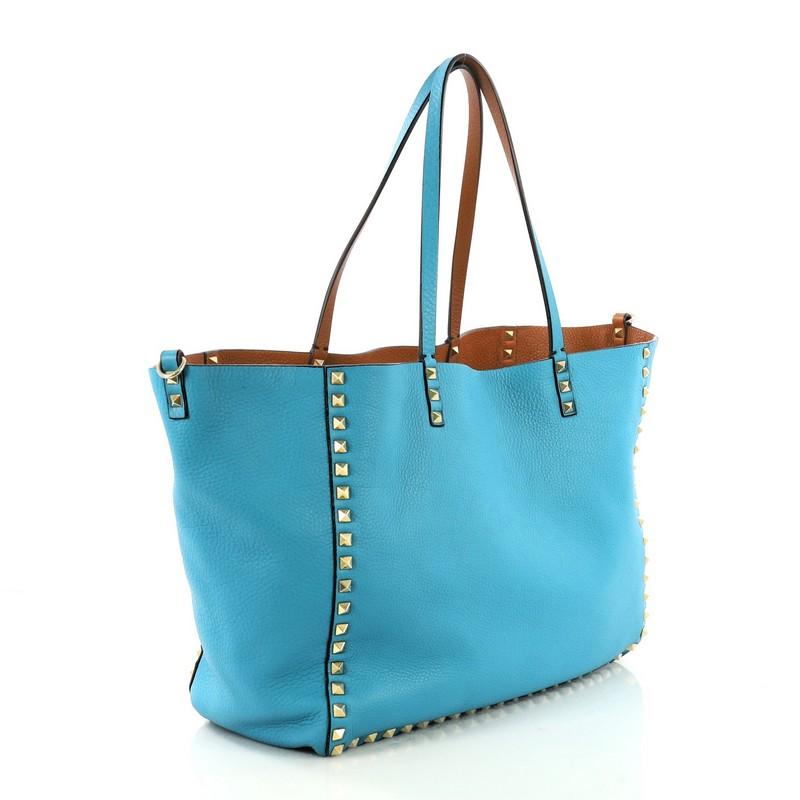 Blue Valentino Rockstud Reversible Convertible Tote Leather Medium