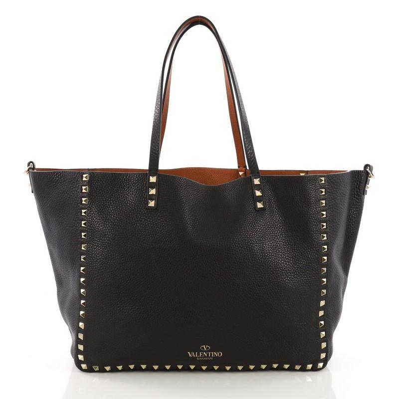 Valentino Rockstud Reversible Convertible Tote Leather Medium In Good Condition In NY, NY