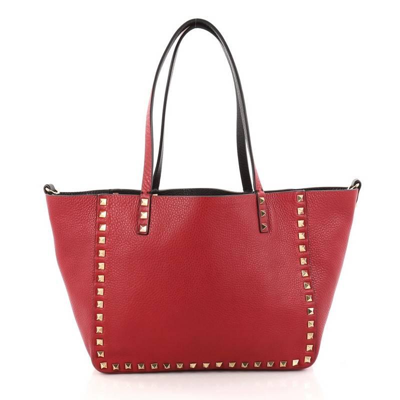 Valentino Rockstud Reversible Convertible Tote Leather Small In Excellent Condition In NY, NY