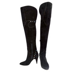 Vintage Valentino Rockstud Rolling Over-the-Knee Boot