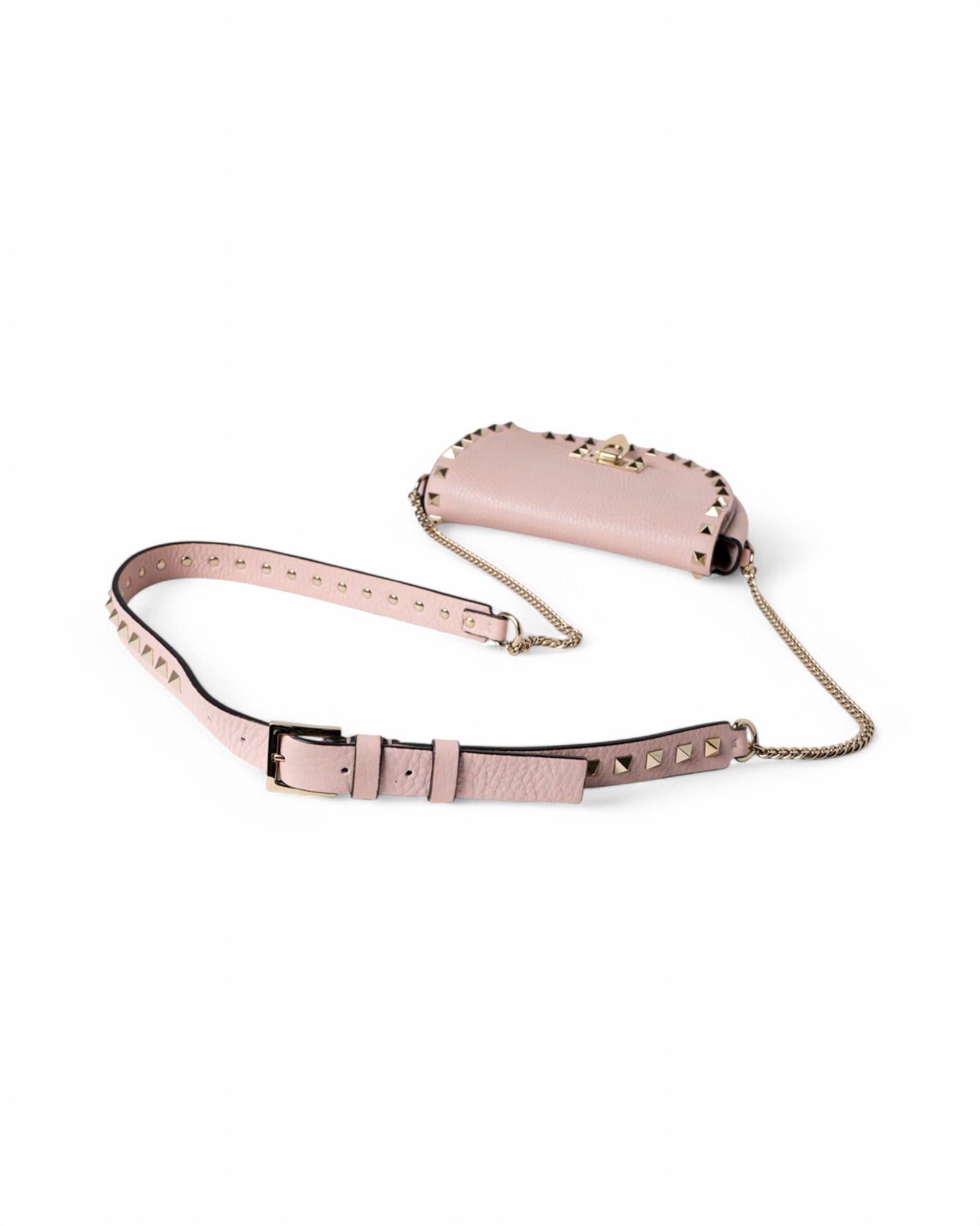 Valentino Rockstud Saddle Small Rosa in vendita 6