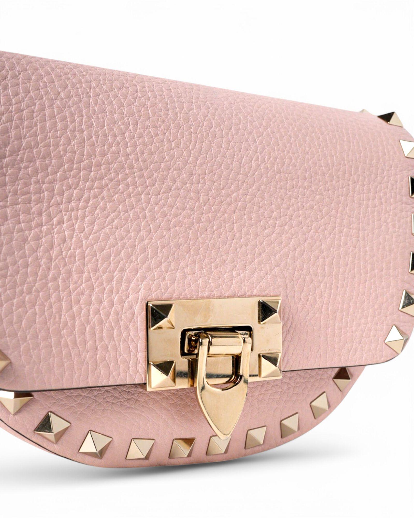 Valentino Rockstud Saddle Small Rosa in vendita 11