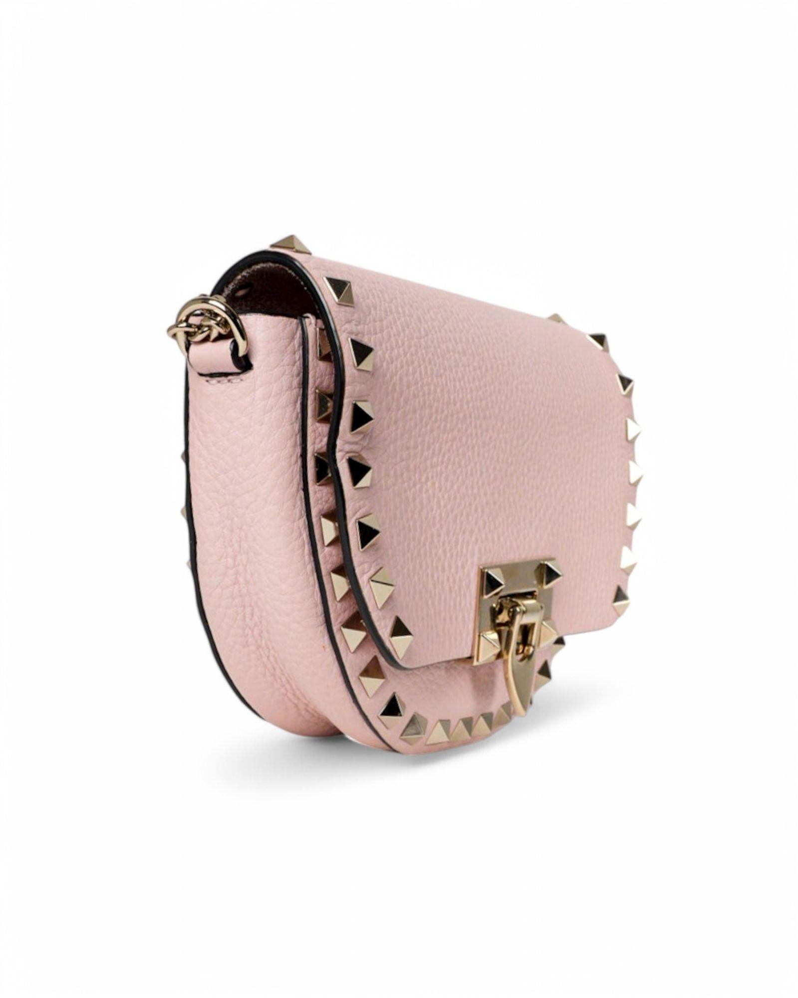 Valentino Rockstud Saddle Small Rosa in vendita 12