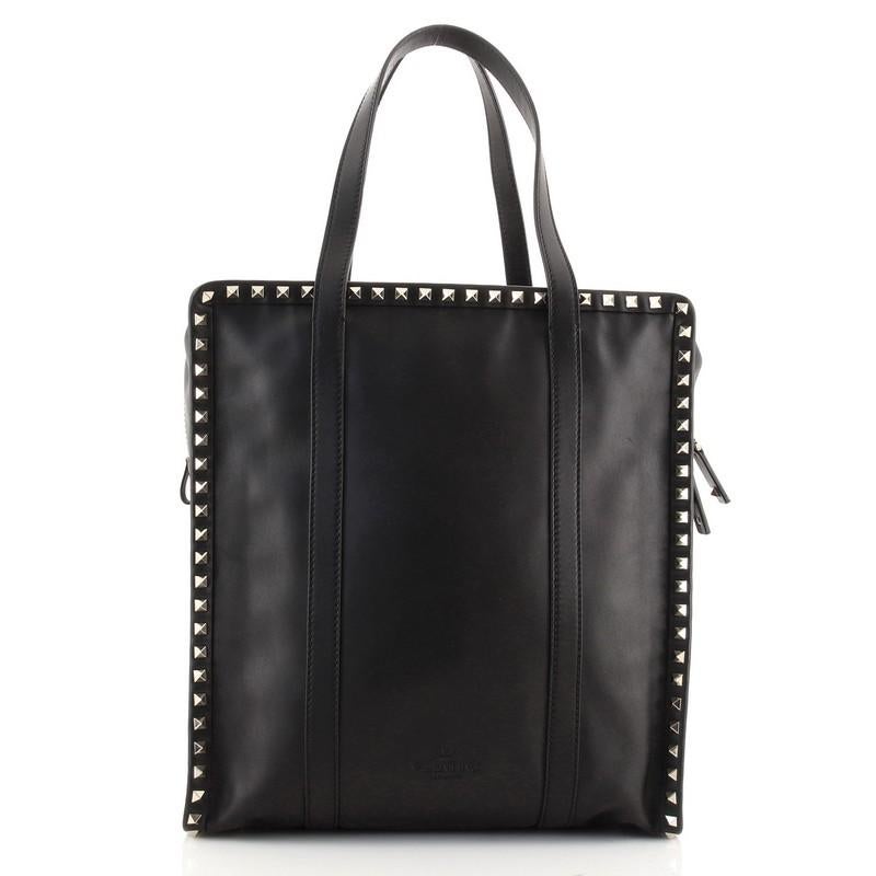 Black Valentino Rockstud Shopping Tote Leather Tall