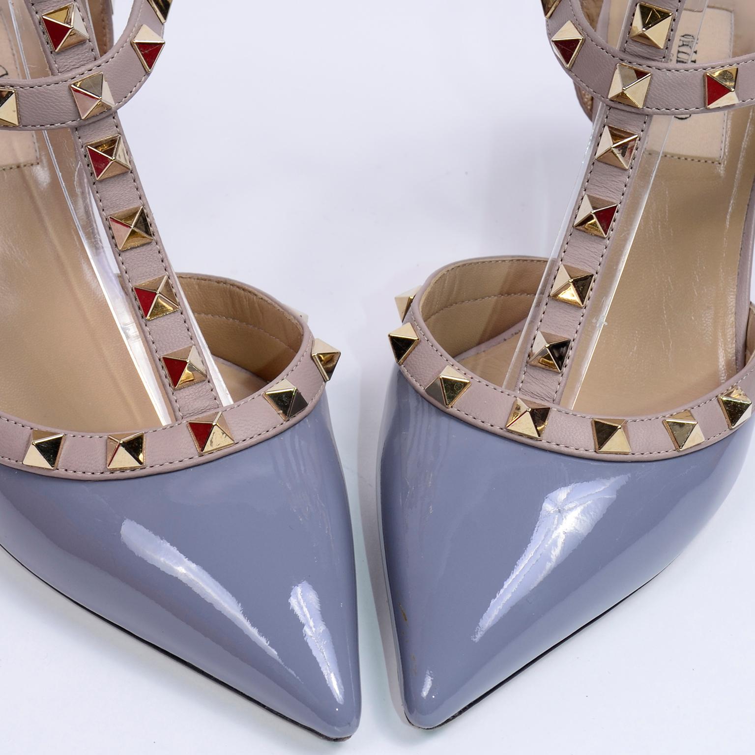 Valentino Rockstud Slate Blue Cage Ankle Strap Shoes With Heels Size 36.6 1