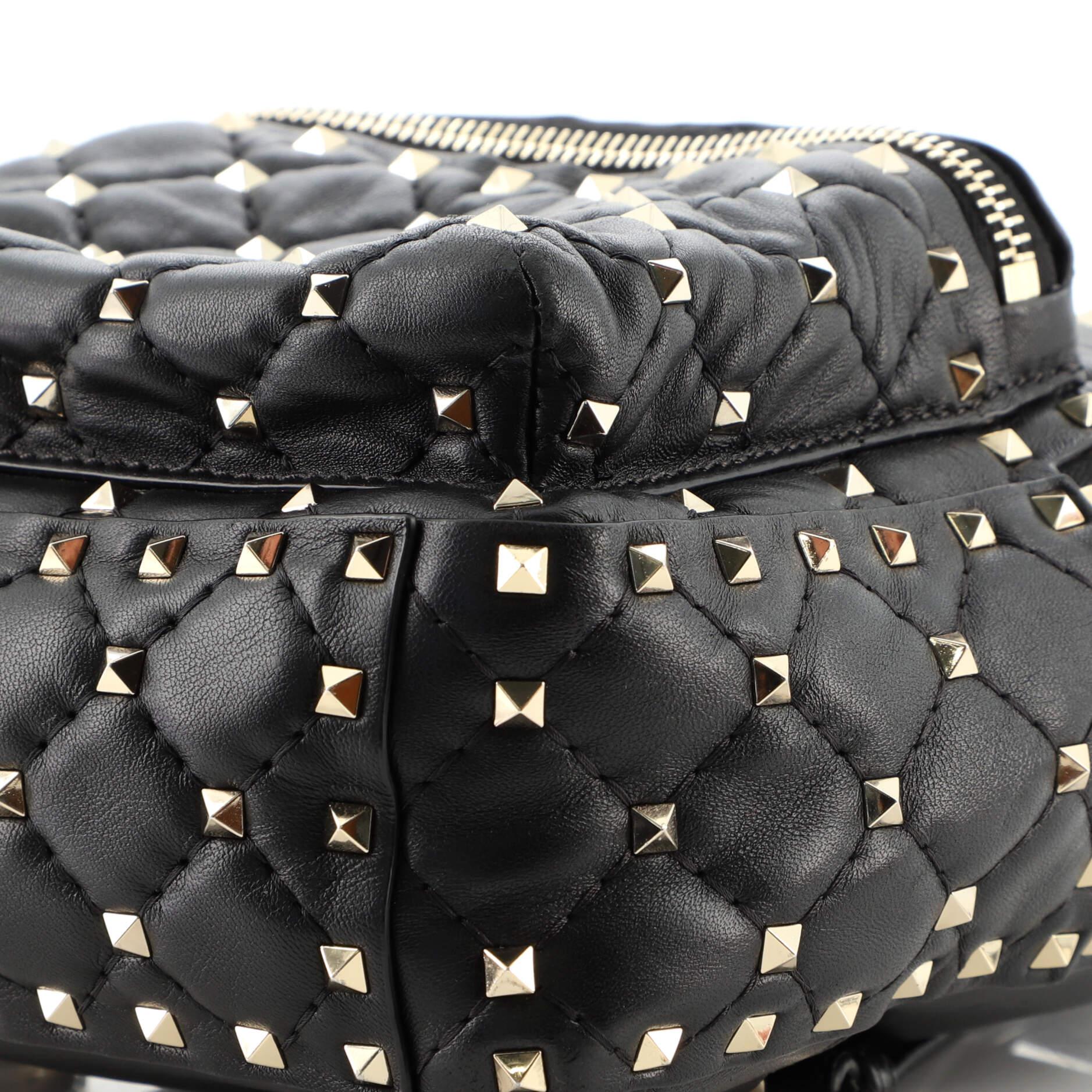Black Valentino Rockstud Spike Backpack Quilted Leather Mini