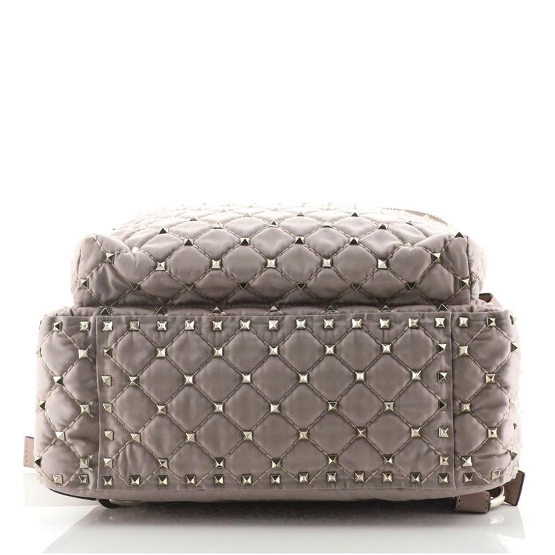 Brown Valentino Rockstud Spike Backpack Quilted Nylon Small