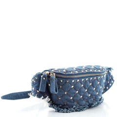 Valentino Rockstud Spike Belt Bag Quilted Denim