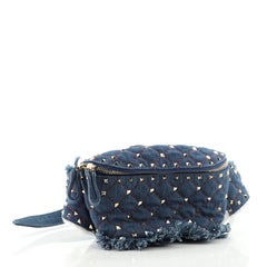 Valentino Rockstud Spike Belt Bag Quilted Denim