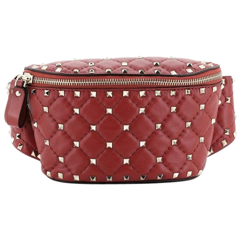 Valentino Rockstud Spike Belt Bag Quilted Leather Small