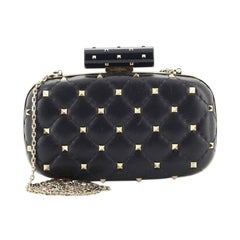 Valentino Rockstud Spike Box Clutch Quilted Leather