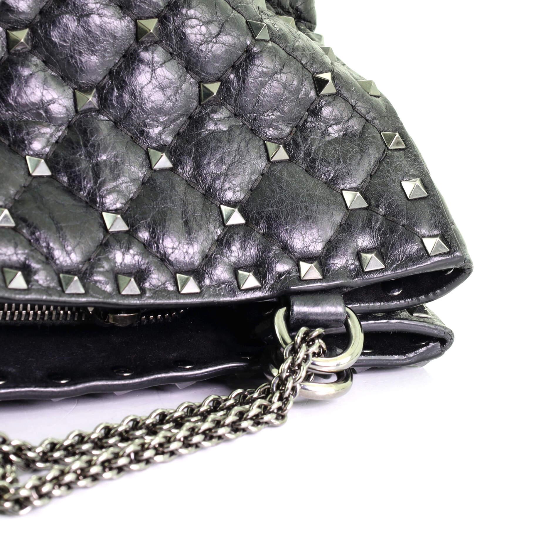 Women's or Men's Valentino Rockstud Spike Chain Tote Quilted Leather Large