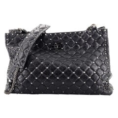 Valentino Rockstud Spike Chain Tote Quilted Leather Large