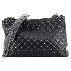 Valentino Rockstud Spike Chain Tote Quilted Leather Large