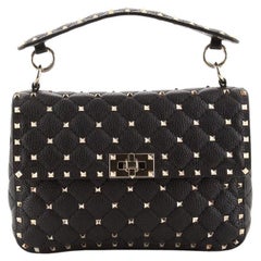 Valentino Rockstud Spike Expandable Flap Bag Quilted Leather Medium