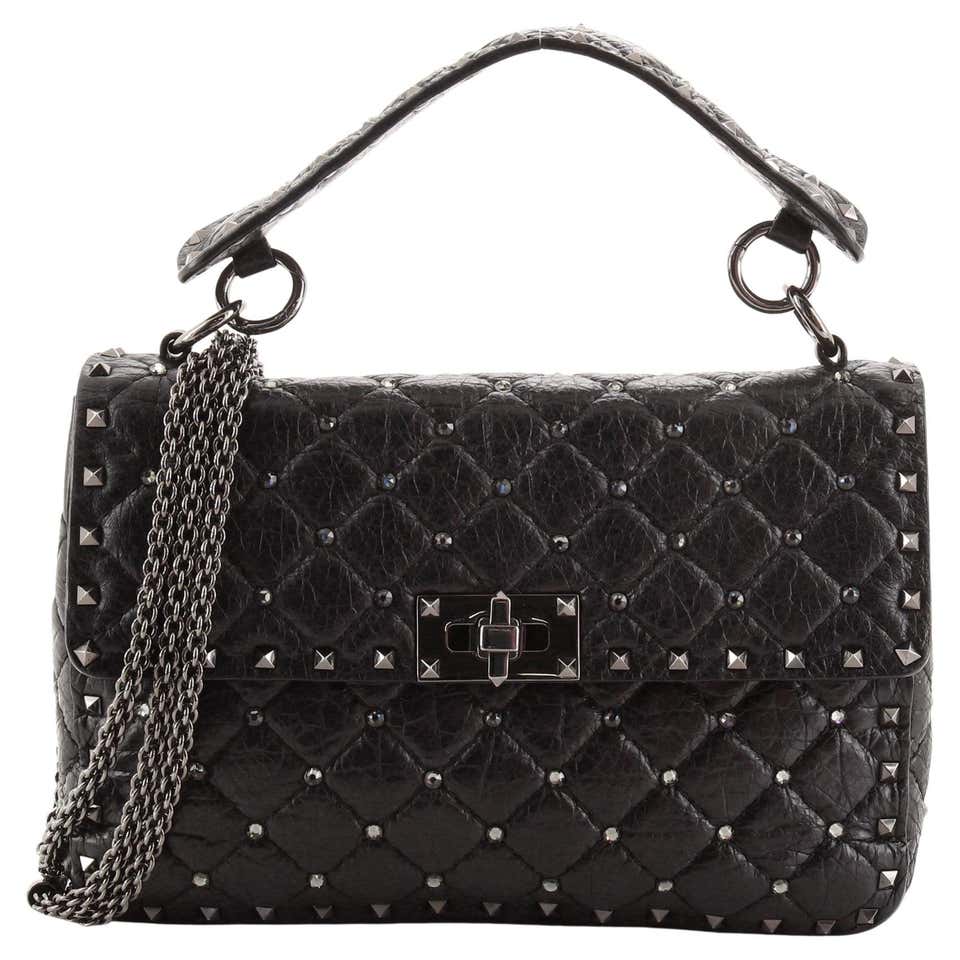 Valentino Roman Stud Top Handle Bag Quilted Leather Medium at 1stDibs